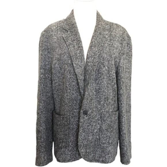 ATM Grey Warm‎ Boyfriend Knit Relaxed Blazer Size L - Picture 1 of 9